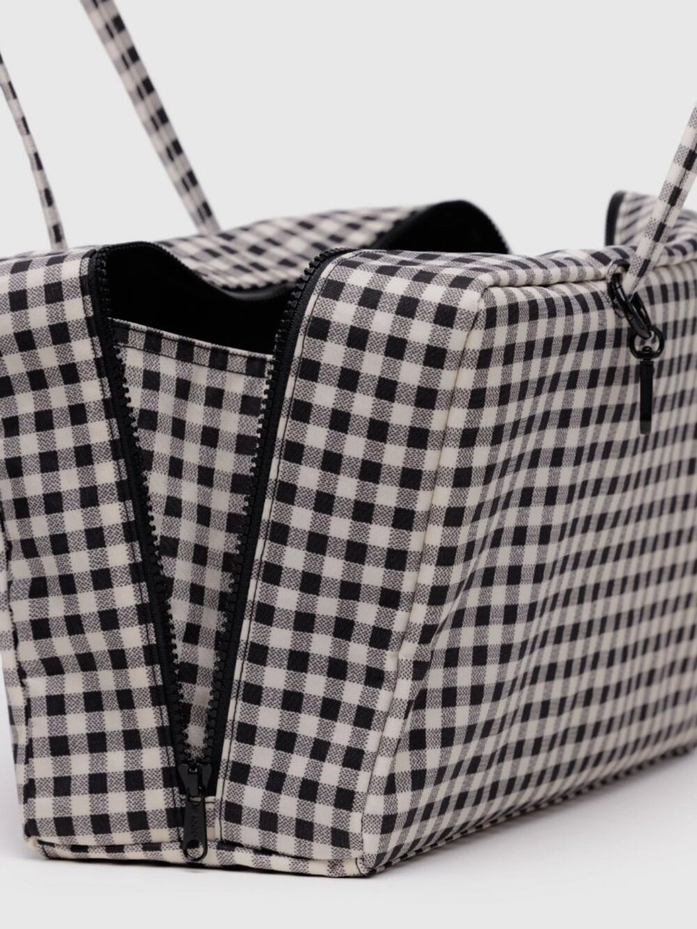 Baggu Medium Nylon Bowler Bag in Black and White Gingham - Picture 2 of 7